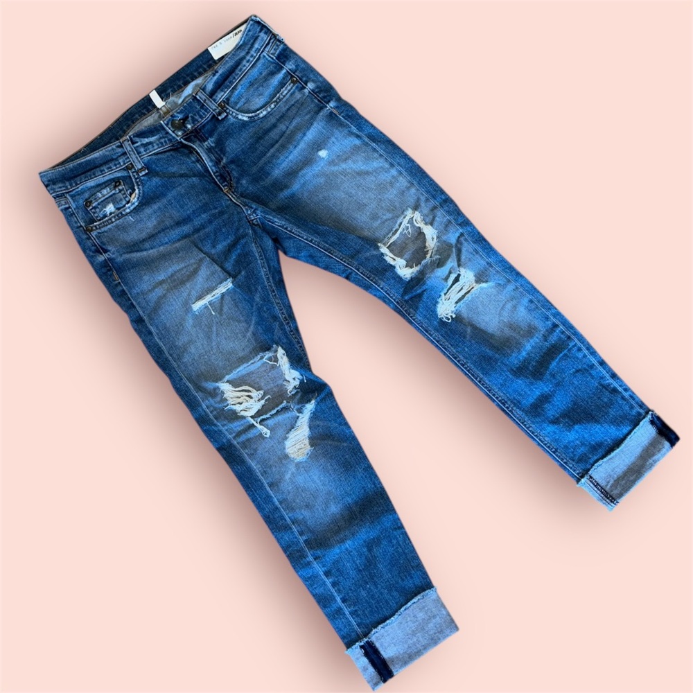 RAG & BONE CLASSIC CUFFED RIPPED JEANS SZ 27